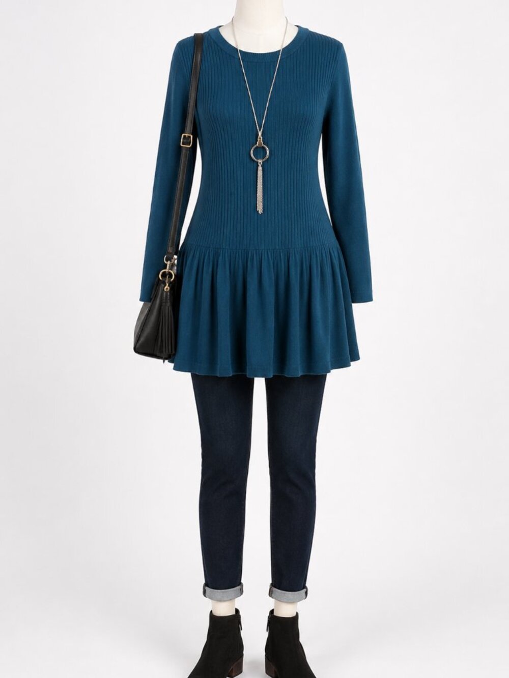 Style & Co Teal Long Sleeve Sweater Tunic Size L